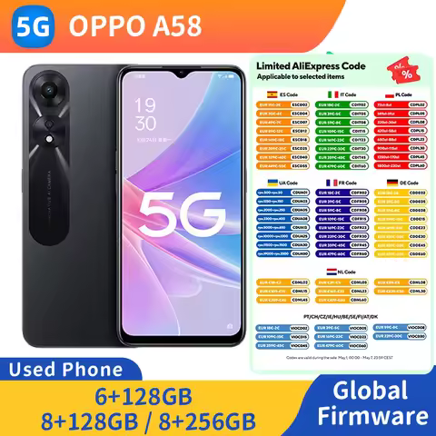 Oppo A58 5g 6.56inch 480nits Screen RAM 6GB/8GB ROM 128GB 256GB 5000mAh Battery Side fingerprint use
