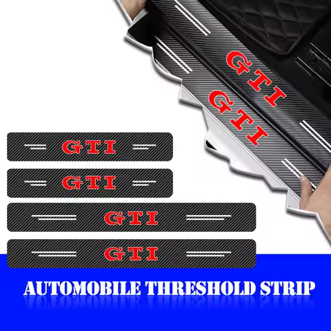 4Pcs Car Door Plate Carbon Fiber Threshold Emblems Sticker Emblem For VW GTI Golf 3 4 MK3 MK4 Passat