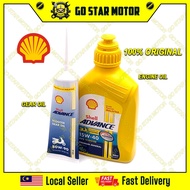 SHELL Combo Set For Scooter 15W-40 AX5 Engine Oil Minyak Hitam + Gear Oil 80W-90