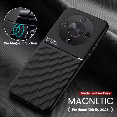 Car Magnetic Holder Leather Cover For Honor X9b 5G Case Silicone Shockproof Coque On HonorX9b Honer 