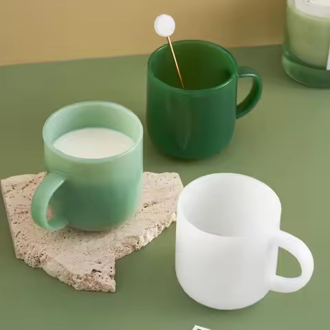 Jade Color Glass Borosilicate Glass Mug Retro Wine Glass Goblet Cup Tea Cup Coffee Cup Tableware Mil