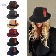 Best Western  Hat Wide Brim Fedora Hat  for Boyfriend  Hat Short Brim with Feather for Outdoor Gathe