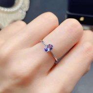 Tanzanite Ring with Certificate Excellent Cut Women Engagement Gift Natural Diamond Real 925 Solid Silver