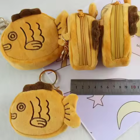 Creative Taiyaki Earphone Coin Money Bag with Keychain Japanese Style Earphone Protective Bag Childr