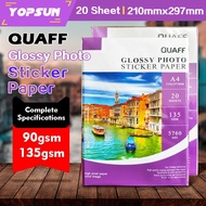 Quaff Photo Sticker Paper 90Gsm & 135Gsm Glossy A4