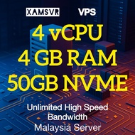 XamSvr Cloud VPS | 4 Core CPU, 4 GB RAM, 50GB NVMe SSD, Unlimited Bandwidth, Server in Malaysia