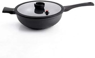 Forged Aluminium Non Stick Wok, Gourmet Induction Non-Stick Wok Lid 30Cm Concave Wok, Black, Wide Handles, Suitable for Induction Cooker, Gas Stove Frying Pan interesting