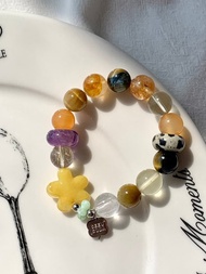 美拉德手串禮物四葉草手鏈天然石手串水晶禮物