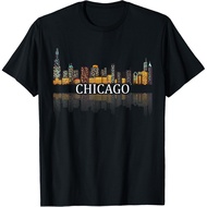 Chicago T Shirt Chicago City Skyline Lights At Night Gifts T-Shirt