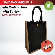 Jute Bag Medium with Button A4 Beg Jute Medium dengan Butang Kosong 30cm x 36cm x 14cm