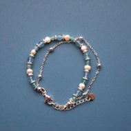 天河石海藍寶淡水珠14KGF手鏈