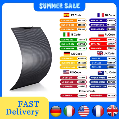 ALLPOWERS 100W / 200W Flexible Solarpanel Portable Mobile Solar Charger Solar Cell Photovoltaic Blac