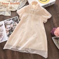 Bear Leader Girls Clothes Dresses Embroidered Beaded Cheongsam Chinese Folk Customs Casual Vacation 