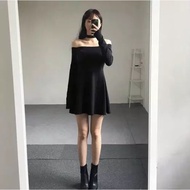 Free size Chick style off shoulder sexy black dress