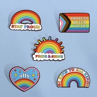 LGBTQ Rainbow Flag Heart Enamel Pin Bisexual Pride Lesbian Gay Brooch Pins Badges Accessories Gift f