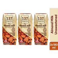 137 Degrees Almond Milk Unsweetened 3 x 180ml