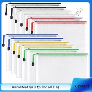 [xiyanad7.th]12Pcs A4 Zip Folders Mesh Zipper Pouch Document Bag Mesh Zipper Pouch Document Bag Plas