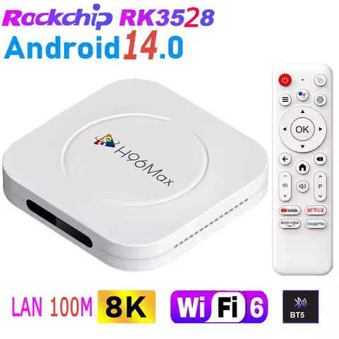 H96 MAX M1 PLUS Android 14.0 RK3528 8K Video WIFI6 LAN 100M BT5.4 Voice Assistant Remote Control Med