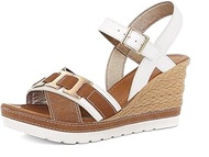 Women Damen-sandalen aus Kunstleder mit Keilabsatz, Verstellbarer Riemen und Dekorativer Kette, Von 