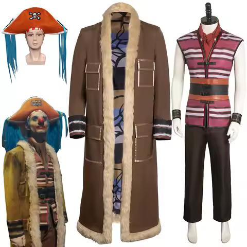 Buggy Cosplay Fantasy Anime Live Action TV One Cosplay Piece Costume Disguise Men Plush Jacket Strip