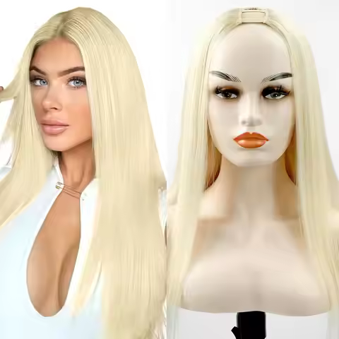 U Part Wig Human Hair 180 Density Real Natural Hair U Part Wigs 613 Blonde U Shape Wigs Human Hair U