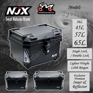 NJX Cyclone Kotak Motosikal Plastic Top Box Peti Tahan Lasak Lightweight Motorcycle Storage Case Mot