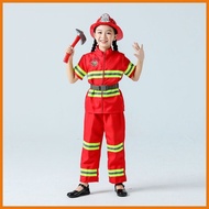 ✧ Fireman Costume for Kids Boys Firefighter Career Uniform Work Cosplay Role Play Girl Suit Clothin