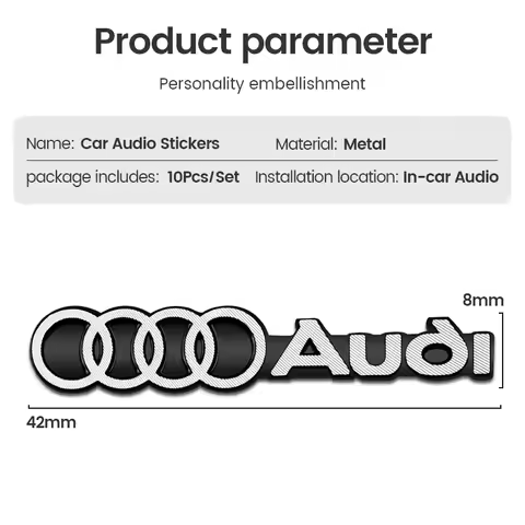 3D Car Audio Stereo Speaker Badge Sticker Decal for Audi S3 C7 C6 C5 B5 B6 B7 B8 B9 D3 Q3 Q5 Q7 TT A