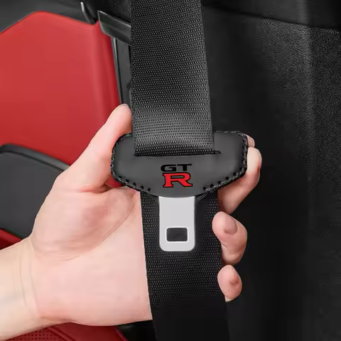 2pcs Car Seat Belt Buckle Cover Leather Protector Anti-collision Case For Nissan GTR GT-R R35