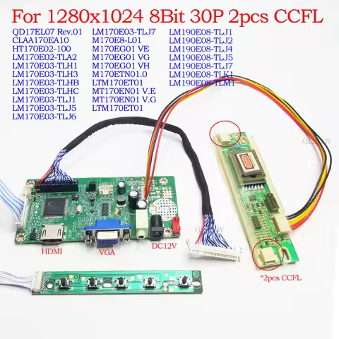 LCD Driver Board For LM190E08 LM170E03 M170EG01 1280*1024 HDMI+VGA+Audio LCD Display LVDS 30Pin 2 CC