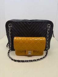 香奈兒 CHANEL 25開 限量款黑黃拼色相機包 雙子包 28cm