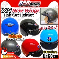 New SGV Wing Helmet 3 Button Topi Keledar SGV Helmet Steng Separuh L 60CM Sirim Approved Half Helmet Kura MHR