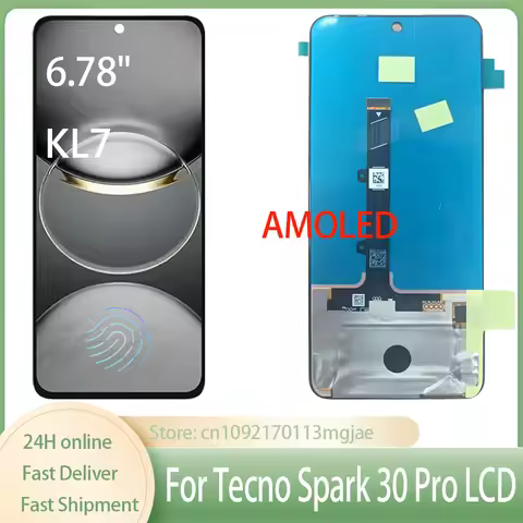 AMOLED 6.78" For Tecno Spark 30 Pro KL7 LCD Display Touch Screen Digitizer Assembly Replacement For 