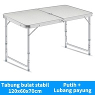 AZ Meja Lipat Meja Koper Portabel Aluminium 120x60x55-70CM Meja Camping Outdoor Meja Jualan Serbaguna Kaki Bulat