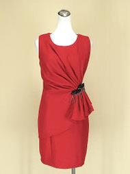 貞新二手衣 MaxMara 品牌 千禧紅繡珠圓領無袖棉質洋裝M號(42730)