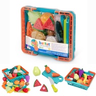 B.Toys by Battat Farmers Market Produce Basket Velcro Play Food and Cutting Board Playset (37Pcs)