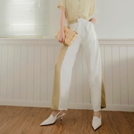 OB Strictly Selected Design Feel Contrast Color Stitching Back Elastic Wide-Leg Floor-length Pants <