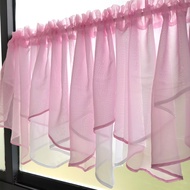 【Ready Stock】Pink White Wavy Edge Short Curtain Kitchen Bay Window Exquisite Scallop Curtain Head Dining Room Entrance Rod Pocket Top Partition Curtain