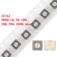 2-10pcs 3314 3314J 500R 1K 5K 10K 20K 50K 100K ohm Precision Adjustable Resistance Trimmer Potentiom