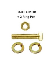 bmk m6x20 mm baut mur kuning + ring kunci 10 hexagon - p1.00 - bm+2 ring per