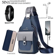 KANGAROO 5IN1 WATERPROOF BAG USB PORT FREE WATCH HEADSET AND WALLET
