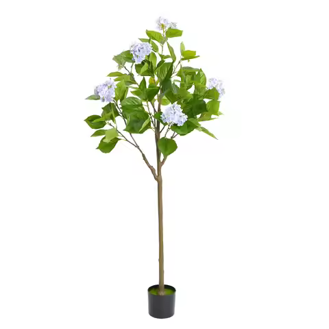 Artificial Hydrangea Flowers Tree, 4ft/5ft Tall Fake Potted Decorative Hydrangea Tree, Realistic Mod