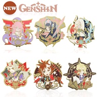 New Game Genshin Impact Account Gorou Badge Brooch Cosplay Albedo Arataki Itto Yae Kamiko Metal Pin