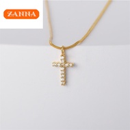 subang emas korea cop 916 diamond-encrusted cross amulet necklace for women and men gift