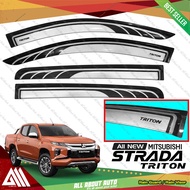 Mitsubishi Strada (Triton) 2015-2021 Rain Guard Window Visor (Two Toned / Silver Net) Version 2
