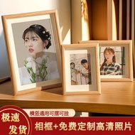 免费洗照片 定制相框摆台 4DB4 Photo Frame Bingkai Foto Kayu Asli Bingkai Gambar Boleh Letak & Gantung 12x8 Inci 
