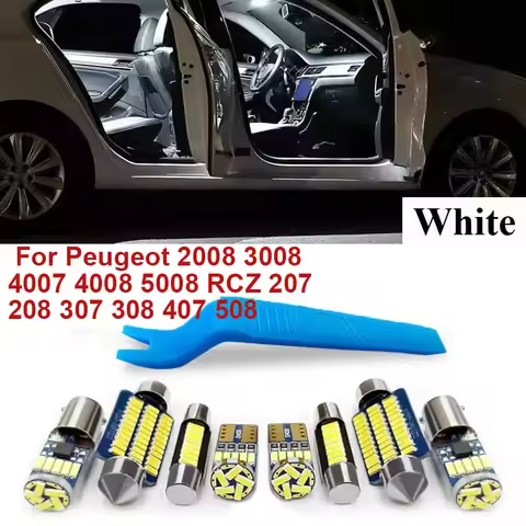 LED Car Interior Lights Canbus For Peugeot 2008 3008 4007 4008 5008 RCZ 207 208 307 308 407 508 Whit