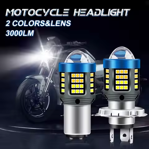 1PC 20000Lm H4 LED Moto H6 BA20D P15D LED Motorcycle Headlight Bulbs 3570 CSP Lens White Yellow Hi L