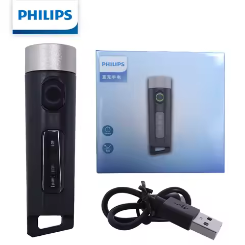 Philips SFL1121 Flashlight 200LM Mini LED Torch with UV Light & Ruler, Portable Emergency Keychain L