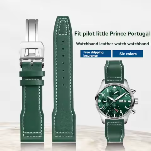 For IWC Pilots Little Prince Mark 18 Series Bronze Spitfire Fighter Strap 20mm 21mm Cowhide Bracelet